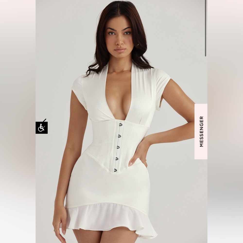 House of CB Tianna Ivory Ruffle Corset Dress